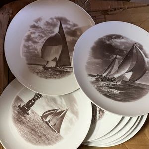 Set of 8 Sailboat Dinner plates